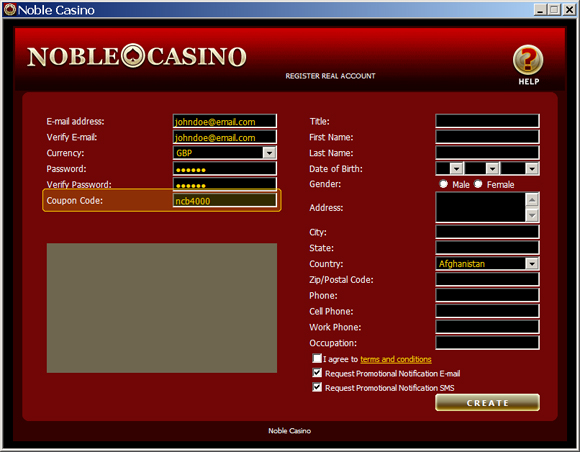 Noble Casino Coupon Code